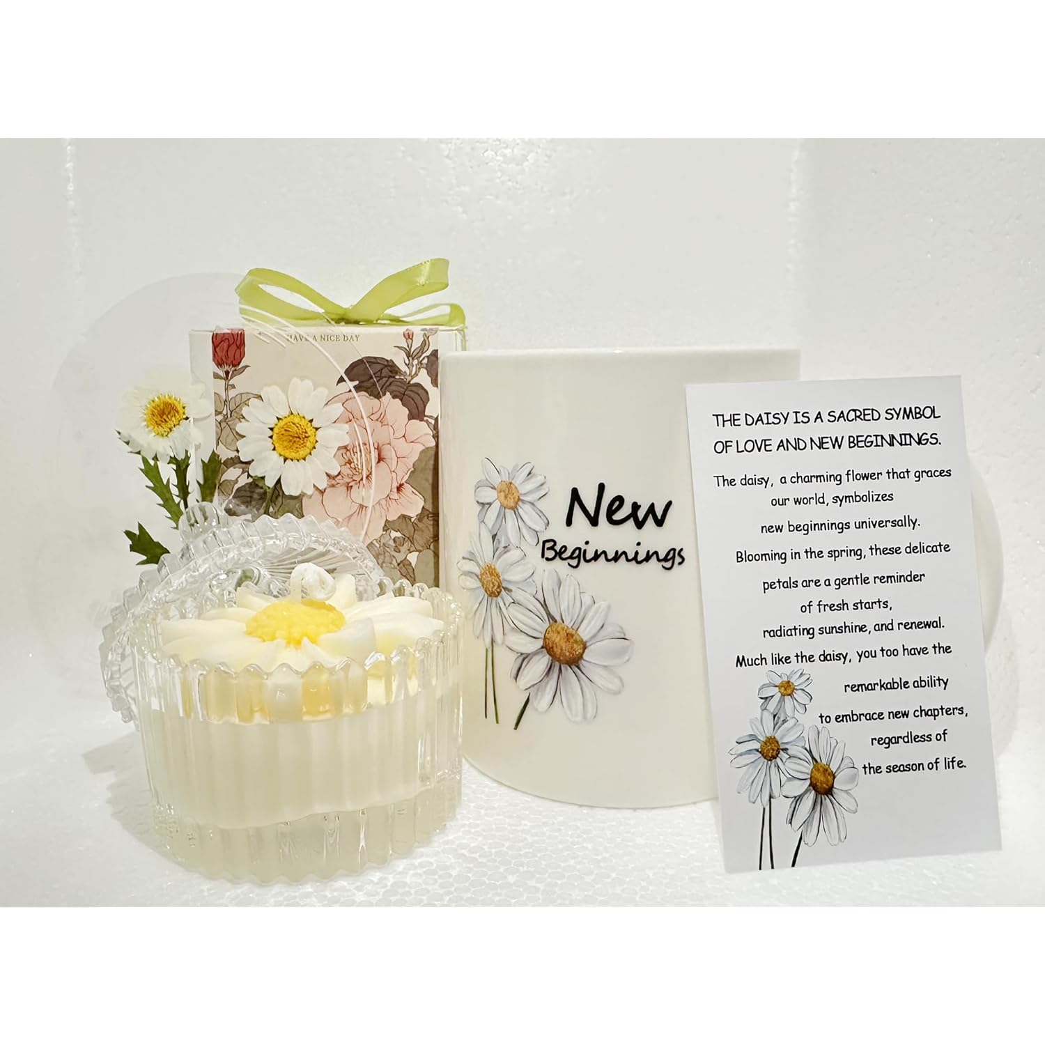 New Beginnings Box Gifts For Women, Daisy Mug And Candle Gifts, Housewarming Gift, New Home Candle, Promotion, New Job Gift For Women, Gift For New Relationship, Retirement, Coworker Leaving, Break Up