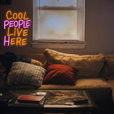 Cool People Live Here Neon Sign Pink Orange LED Wall Light USB Dimmable Bedroom Party Decor