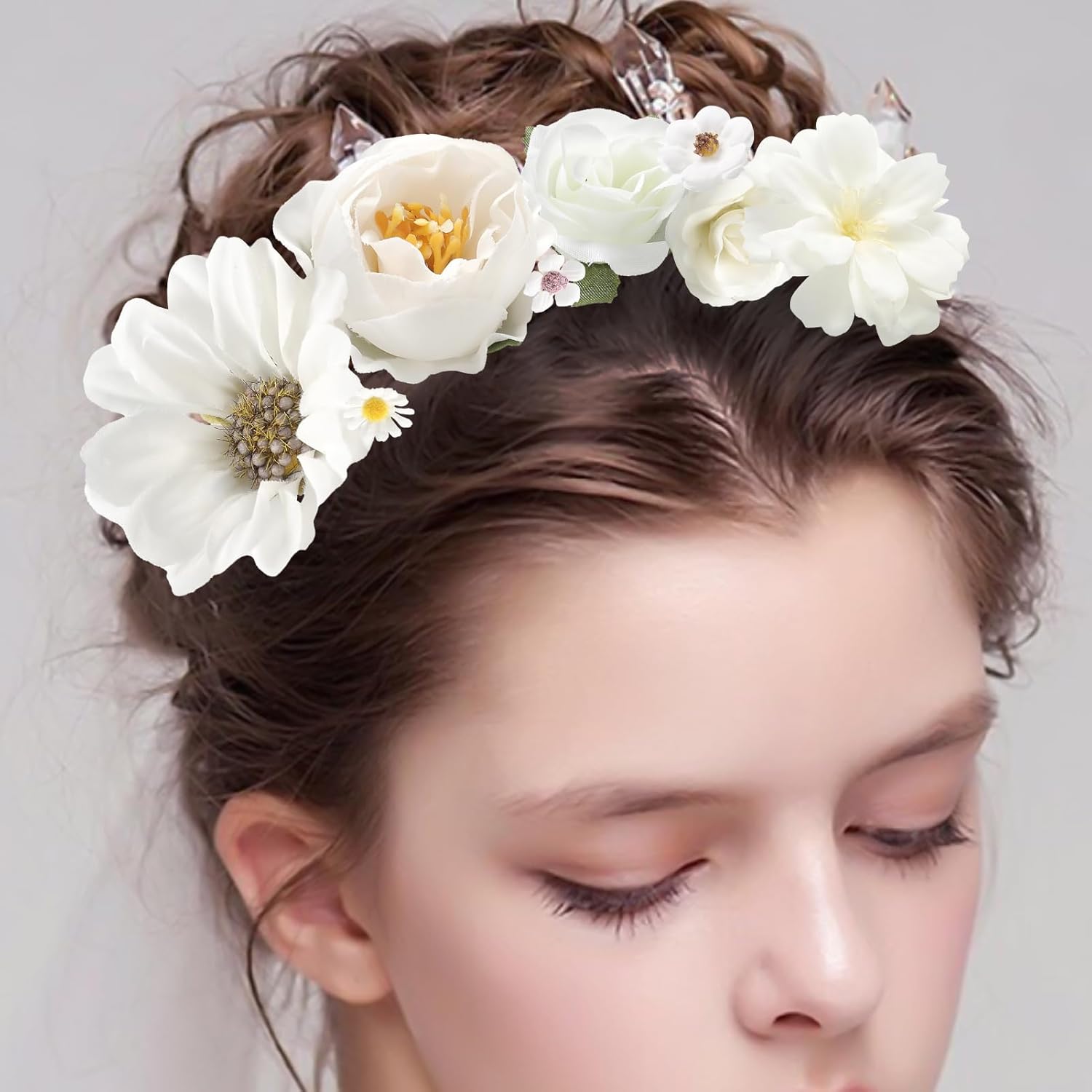 Mini Artificial Flower Heads Fake Flowers Small Silk Daisy Peony Flower Heads For Crafts Spring Diy Headwear Wreath Graduation Wedding Bridal Party Decoration