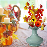 Hanture 6 Pcs Artificial Fall Berry Picks Fake Orange Pumpkin Stems Assorted Faux Maple Leaves Branches With Sunflower Pumpkin Autumn Floral Twigs Bouquet Thanksgiving Home Decor, B,D,F,A,C,E