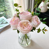 Artificial Flowers In Vase, Vivid Faux Rose Flowers Arrangements, Austin Rose Centerpieces For Tables, Flower Ornaments And Flower Arts For Living Room (Champagne)