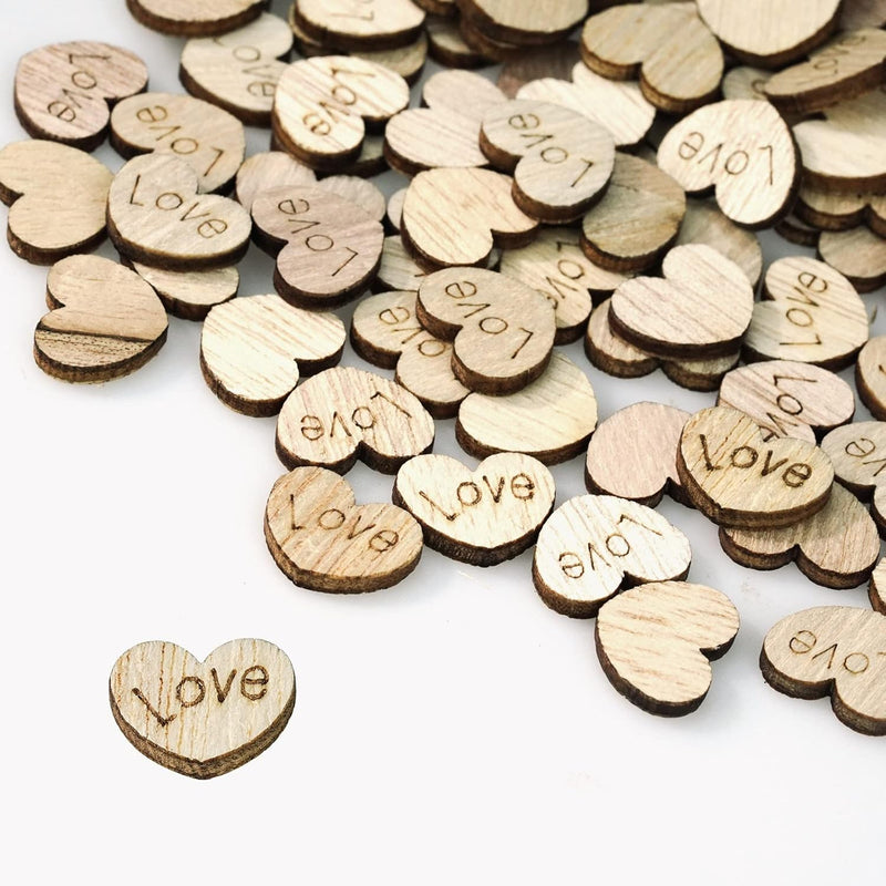 400Pcs Rustic Wooden Love Heart Wedding Table Scatter Decoration Valen