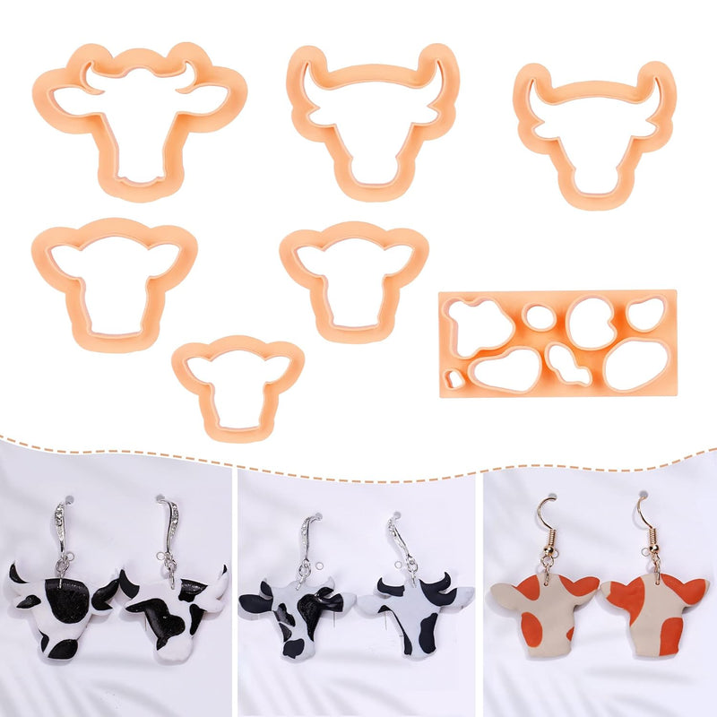 Cow Spot Clay Cutters - 7 Pcs Cow Shapes Clay Earring Cutters, Farm Sh