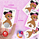 Baby Shower Girl Scratch Off Poop Game, Easy To Play Silly Games, Funny Idea, Ice Breaker Activity. Raffle Cards, Pink Pacifier, African American, Set Of 40 Cards Made In Usa