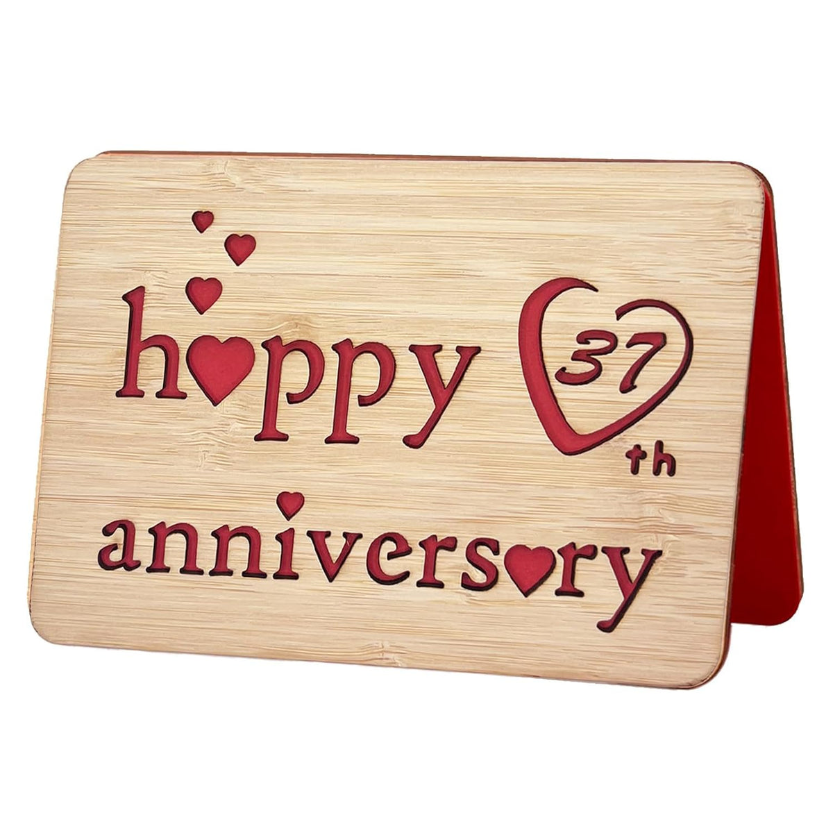 Wooden 37Th Anniversary Card,Handmade Wedding Anniversary Greeting Cards,37Th Anniversary Card For Her,Him,Husband,Wife