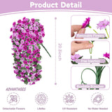 Artificial Fake Hanging Flowers Plants For Outdoor Spering Decoration, 2 Pcs Faux Silk Orchid Long Vines Stems Bouquet Uv Resistant For Wall Home Porch Patio Outside (Double Lotus)
