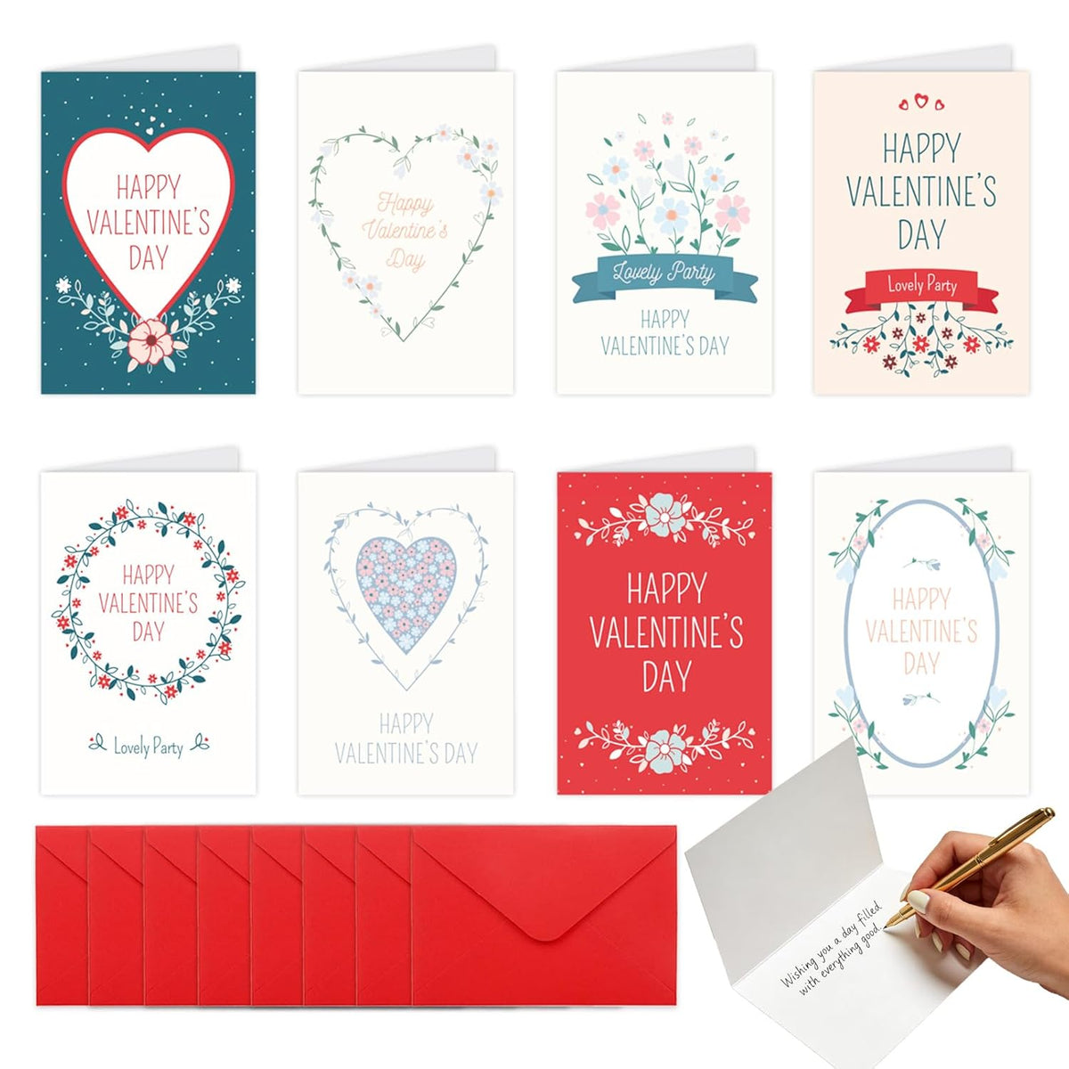 8 Pack Valentines Day Cards For Him Her Valentine Cards For Adults Husband Wife With Envelopes, Valentines Day Gifts For Women Men Love Notes For Grandma Kids Friends Family Girlfriend Boyfriend