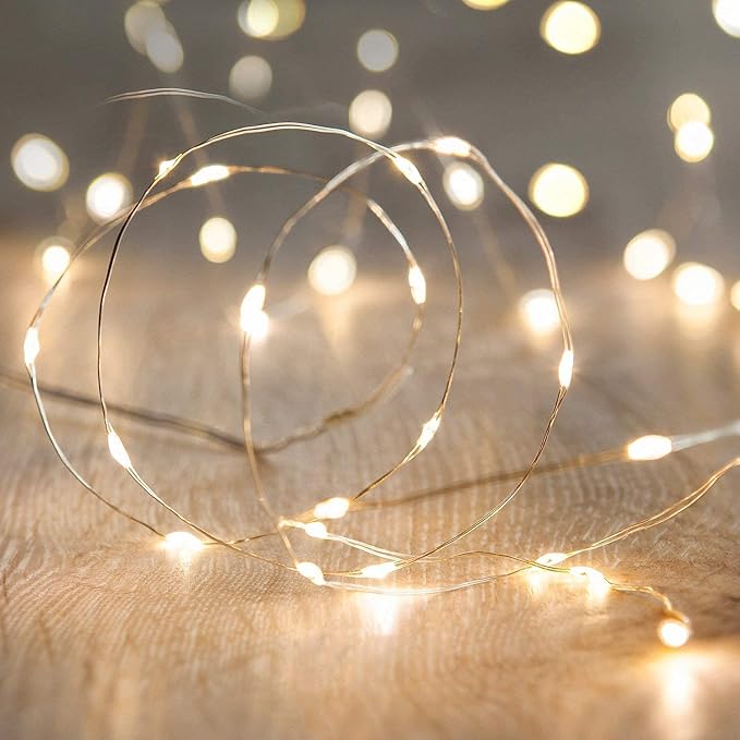 16.5FT 50 LED Fairy Lights Battery Operated Warm White String Lights for Wedding Party Festival Home Decoration