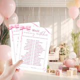 Pink Bow Baby Shower Games, Would Mommy Rather Game Cards, 30 Double-Sided Game Cards, Baby Shower Games Activity Gender Reveal Party Supplies -P15
