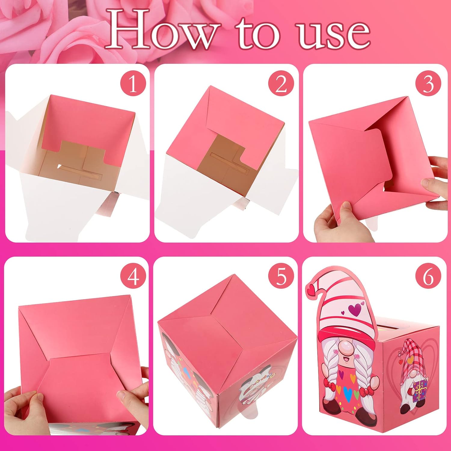 Valentines Day Gnome Cards For Kids Mailboxes For Valentine'S Day Classroom Exchange Gift Party Favors Greeting Birthday Gifts (1 Mailboxes, 40 Valentine Students Cards, 1 Teacher Card)