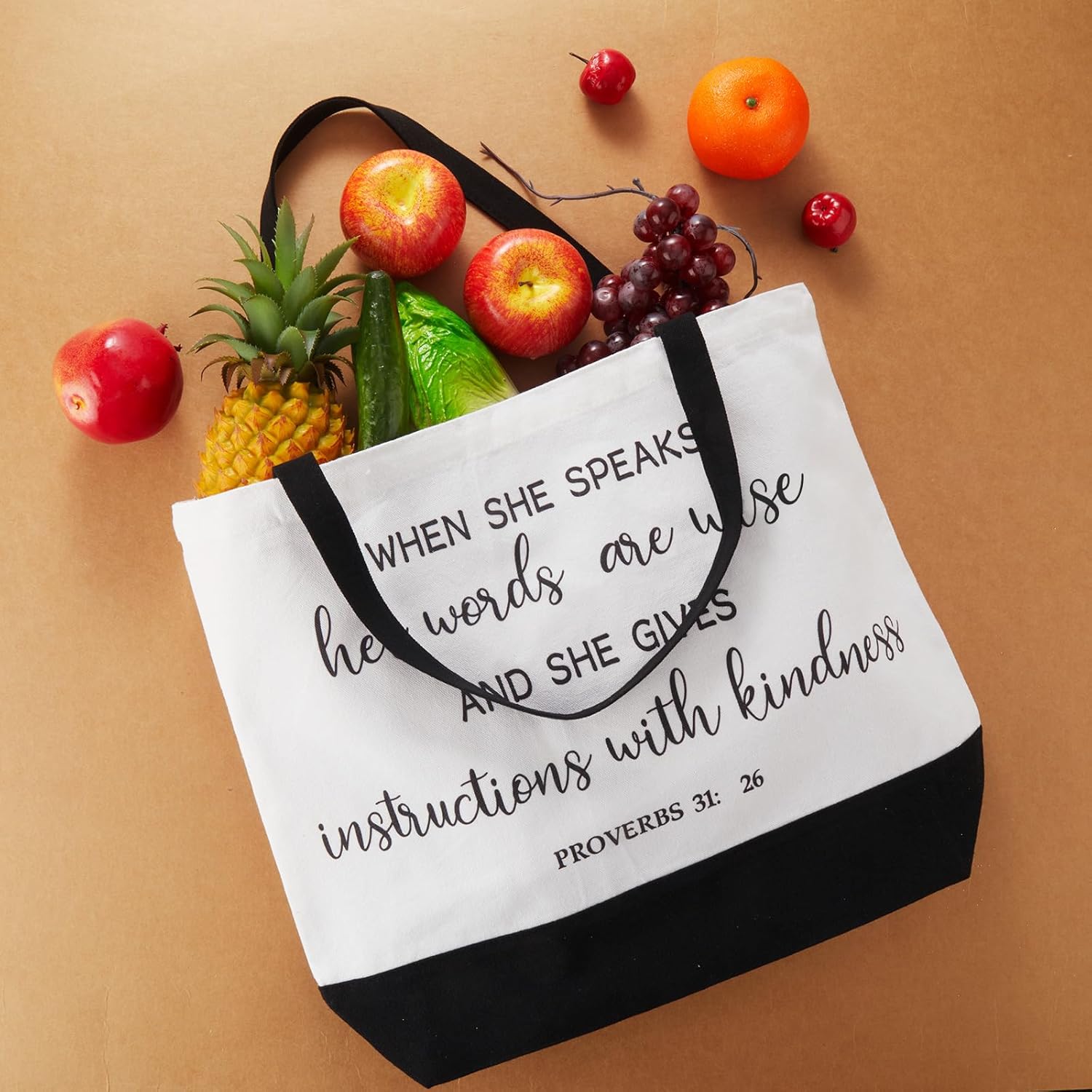 10 Pcs Christmas Christian Tote Bags Bulk Canvas Bible Tote Large Religious Gift Bags Inspirational Gifts For Xmas Women Mothers Church Teacher Birthday(White, Black)