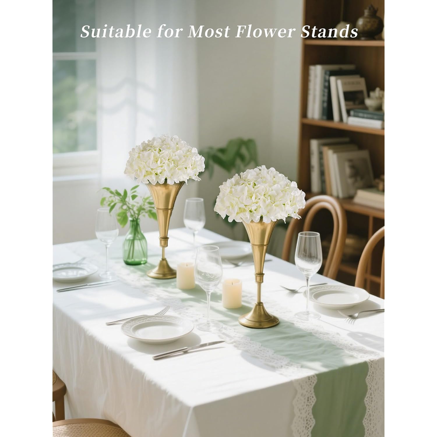 Hydrangea Artificial Flowers Ball: 2 Pcs White Fake Silk Flower Centerpieces Decoration - Faux Hydrangeas Floral Arrangements For Wedding Home Room Table