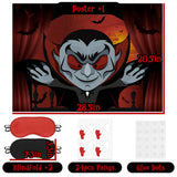 Pin The Fangs On The Vampire Halloween Party Games Poster With 24 Stickers Entertaining Activity Holiday Carnival Celebrations Birthday Party Decorations Supplies Haunted House Wall Decor