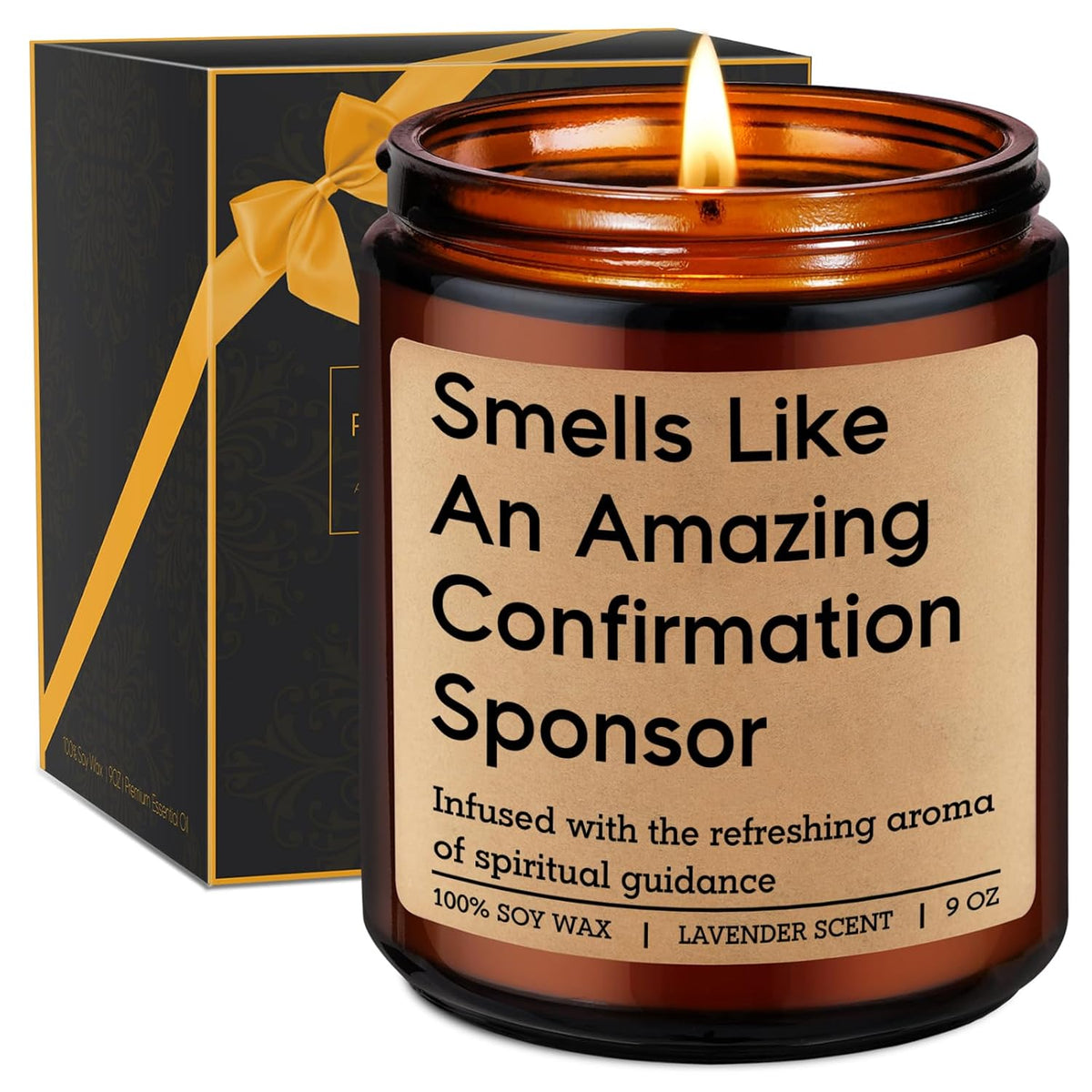 Candle, Confirmation Sponsor Gifts For Women Men - Spiritual Christian Catholic Girls Confirmation Gifts For Sponsor - Thank You From Candidate, Appreciation, Proposal Presents From Confirmant