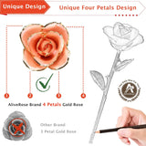 Gold Roses, 24K Gold Rose Made From Real Rose - Unique Design Dipped Rose For Anniversary Valentines Mothers Day Birthday Gifts (Pink With Stand)