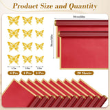 20 Sheets Flower Bouquet Wrapping Paper With 12 Pieces Gold Butterfly Decorations For Flower Bouquets, Gift Wrapping(Red)