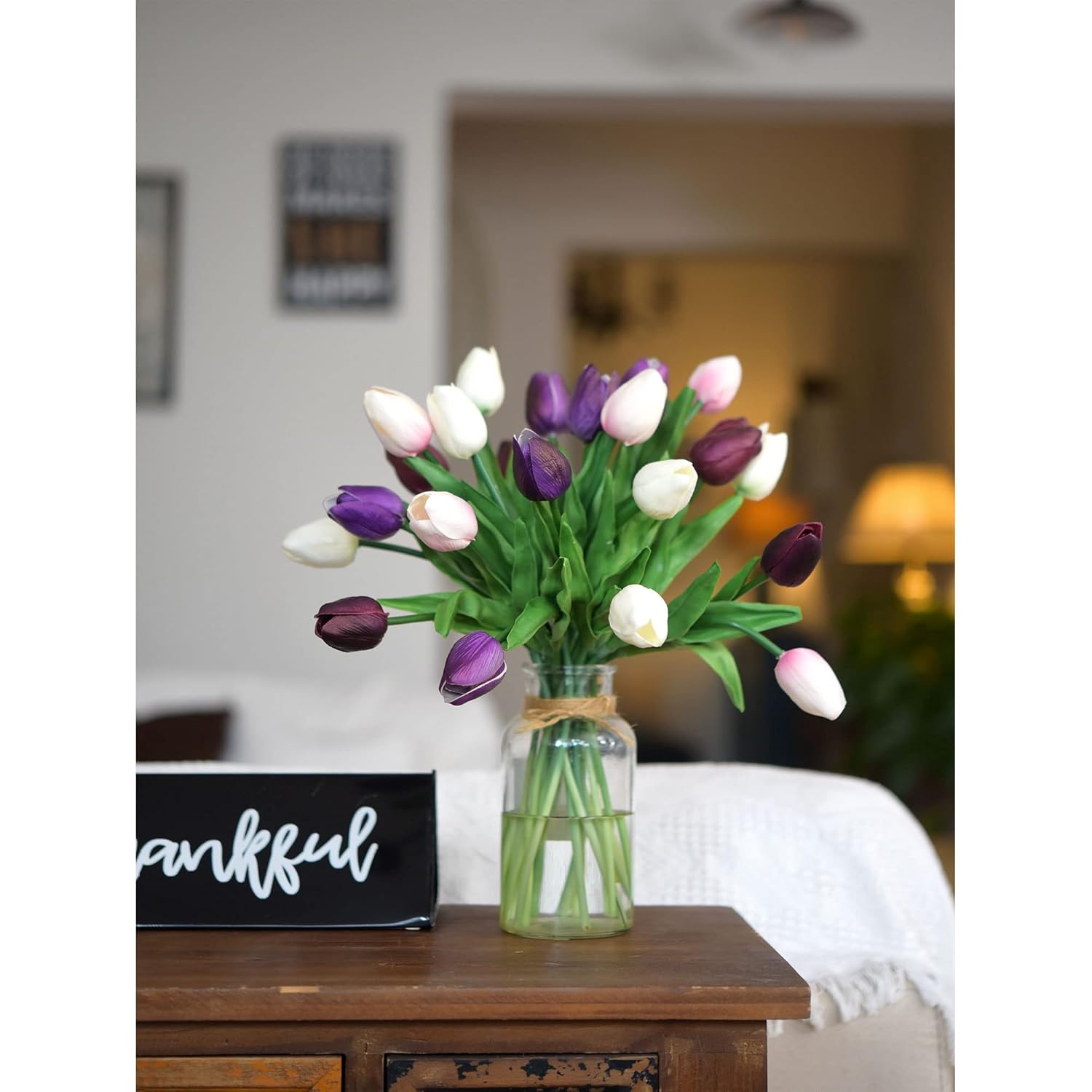 FiveSeasonStuff Real Touch Tulips Artificial Flowers – 15 Stems Faux Tulip Bouquet in Gift Box for Wedding, Home Decor, Party, Floral Arrangements (Lovable Pink)