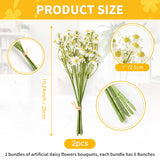 2 Bundles Small Artificial Daisy Flowers Bouquet Faux Silk Tiny Daisy Flowers For Home Garden Vase Decor (White)