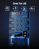 Surge Protector Power Strip with 22 Outlets 6 USB Ports 2100J 6.5FT Heavy Duty Extension Cord