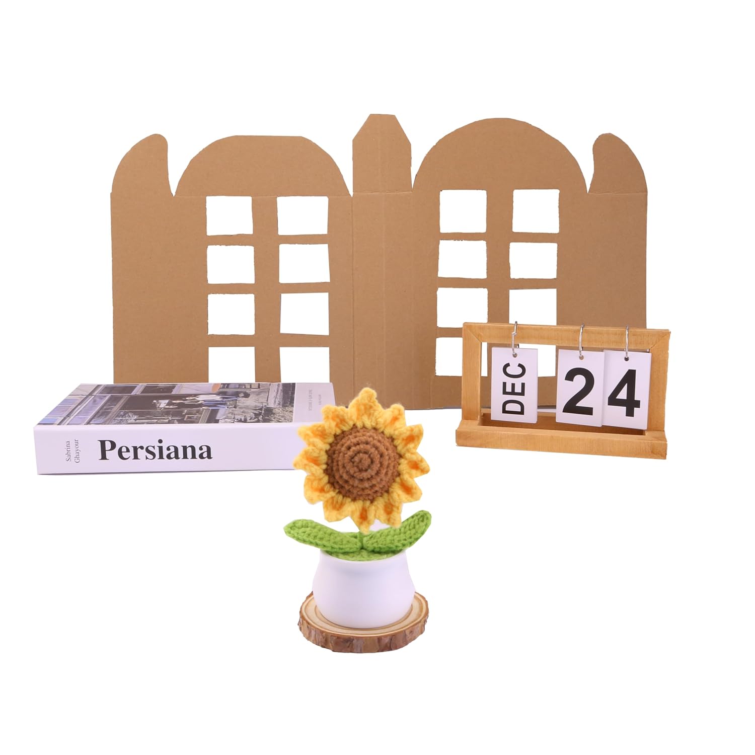 Crochet Flower Simulation Sunflower Potted Artificial Flowers Desk Decoration Dashboard Decoration Home Decoration Exquisite Diy Flowers