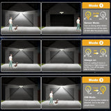 2500LM Solar Motion Sensor Security Flood Light 4 Head Waterproof Outdoor Wall Lamp