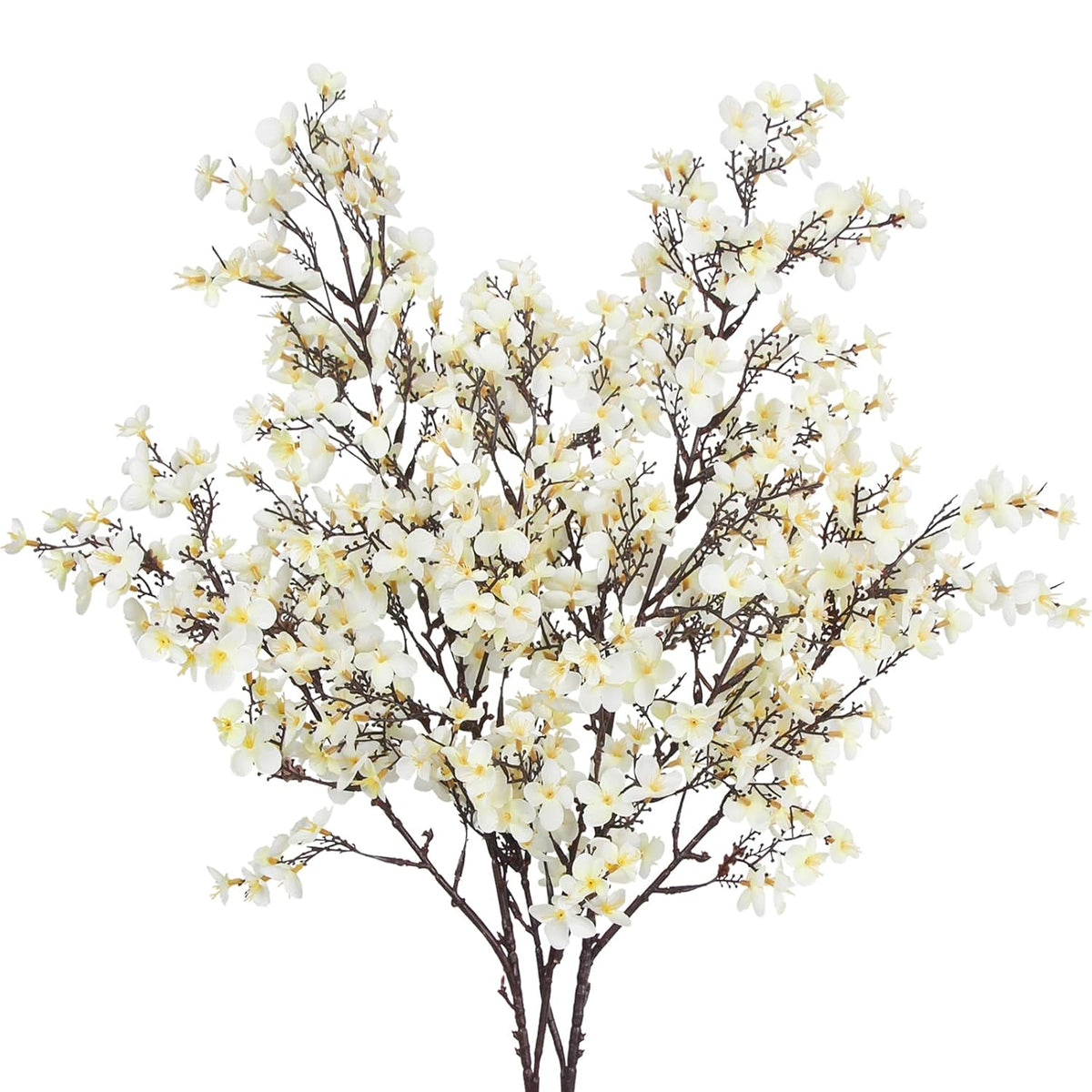 2 Pcs Artificial Cherry Blossom Flowers Bulk White Fake Fall Flowers Branches Silk Babys Breath Flower Fall Floral Stems For Vase Indoor Home Decor Wedding Party Table Centerpiece Christmas