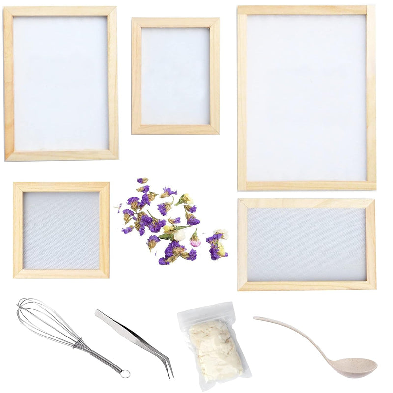 11 Pack Paper Making Screen Kit Include 5 Pcs Wooden Paper Making Mold Frame,