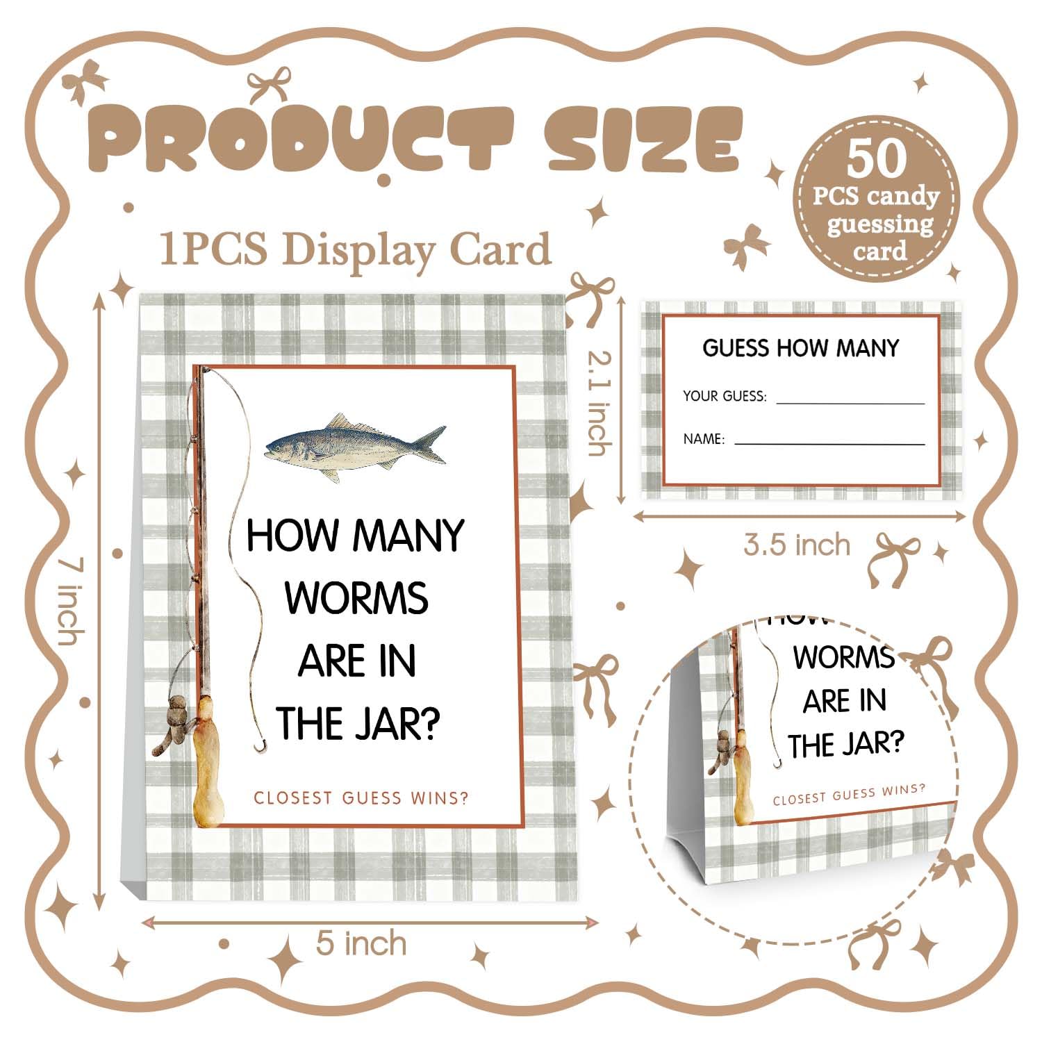 Fishing Guess How Many Baby Shower Game,Fishing Baby Shower Decorations,How Many Worms Are In The Jar Closest Guess Wins,Birthday Party Game & Activities 50 Cards And Sign