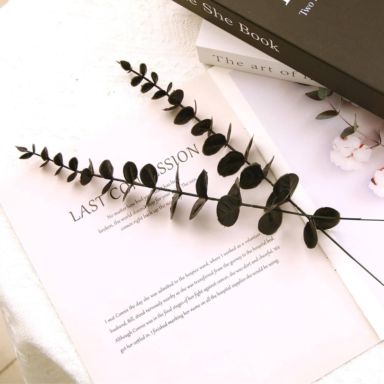 26Pcs Black Artificial Eucalyptus Stems Faux Halloween Flowers Eucalyptuses Home Decor (26, Black)