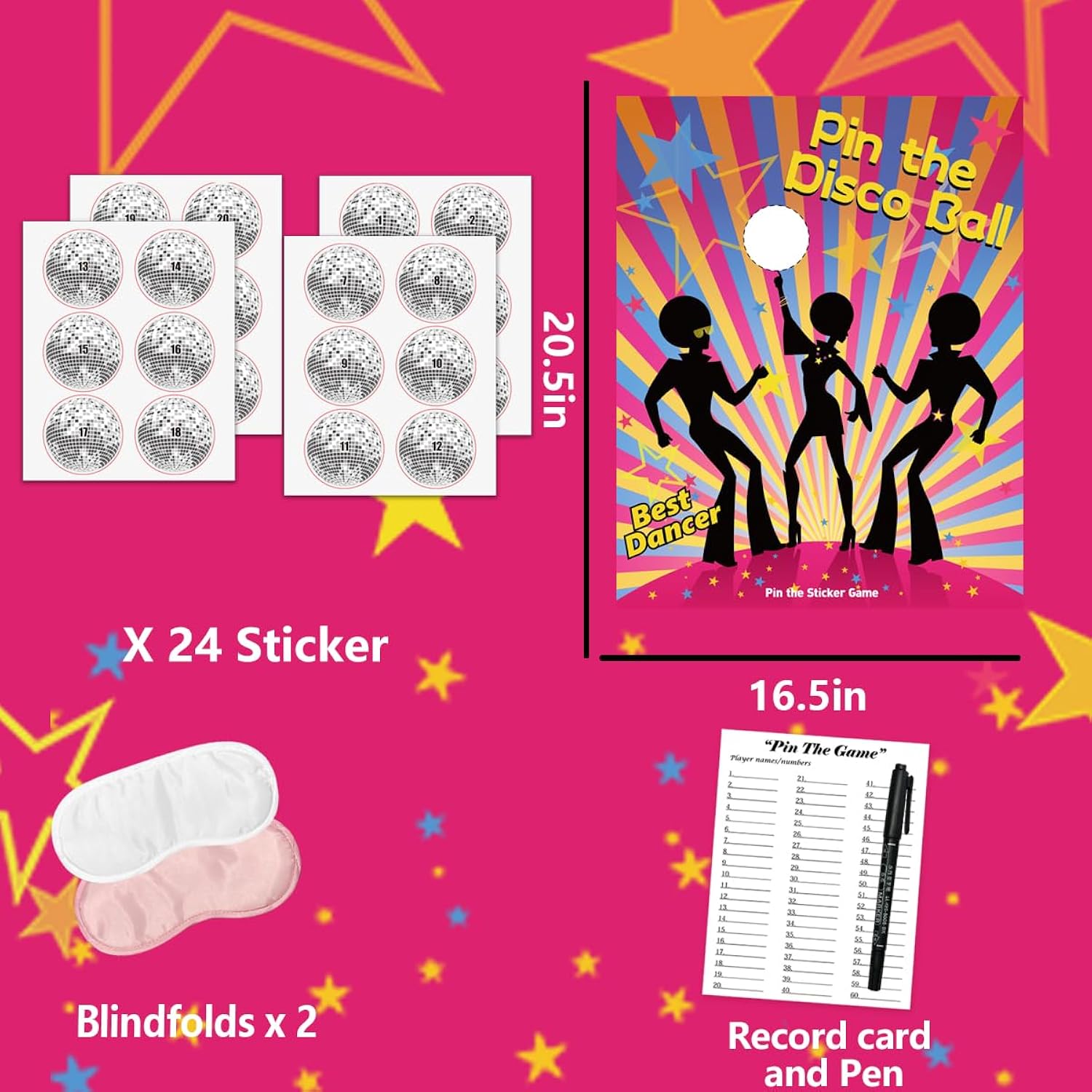 Disco 70S Theme Party Games, Pin The Disco Ball On The Party Game For Back To 60S 70S 80S 90S Let'S Boogie Disco Dancing Night Birthday Party Decorations Supplies