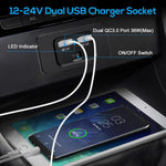 Rv Usb Outlet, 36W Dual Qc3.0 Usb A Port Charger Socket Panel With Indicator & On/Off Switch For 12V/24V Car Boat, 2Pcs
