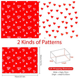 6 Sheets Valentine'S Day Heart Gift Wrapping Paper, White And Red Heart Birthday Wrapping Paper(White And Red)
