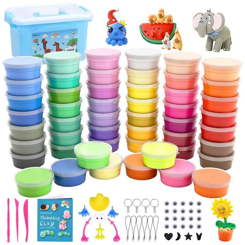 Air Dry Clay For Kids, 50 Colors Diy Modeling Clay Kit With Accessories In Con