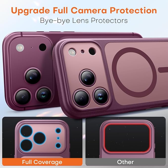Premium Burgundy Magnetic Case for iPhone 18 Pro Compatible with MagSafe Shockproof Protective Cover