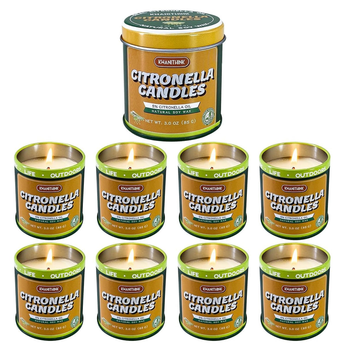 Citronella Candle 9 Pack, 3 Oz Jar Candles, Indoor Outdoor Lemongrass Scented Candles, Made With Natural Citronella Oil And A Soy Wax Blend