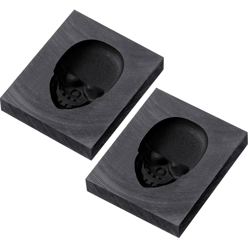 2 Pcs Casting Molds Skull 3D Graphite Ingot Molds Jewelry Casting Tools Crucible Mould For Metal Smelting Gold Silver Aluminum Copper Brass, 60Mm X 40Mm