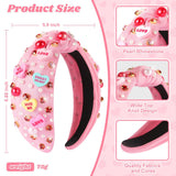 2 Pcs Valentines Day Headband For Women Love Heart Headband Pearl Rhinestone Crystal Jeweled Hairbands Fashion Ladies Hair Band Valentine’S Day Hair Accessories (Red And Pink)