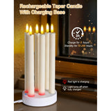 Rechargeable Flameless Taper Candles, 6 Pcs Real Wax Rechargeable Led Candles Flickering With Remote Timer And Charging Base, Battery Operated Candlesticks For Christmas Wedding Party Home Decor