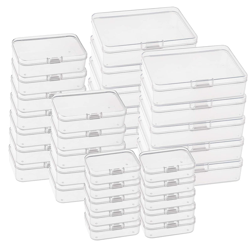 32 Pack Mini Clear Plastic Storage Containers With Lids, 3 Size Empty