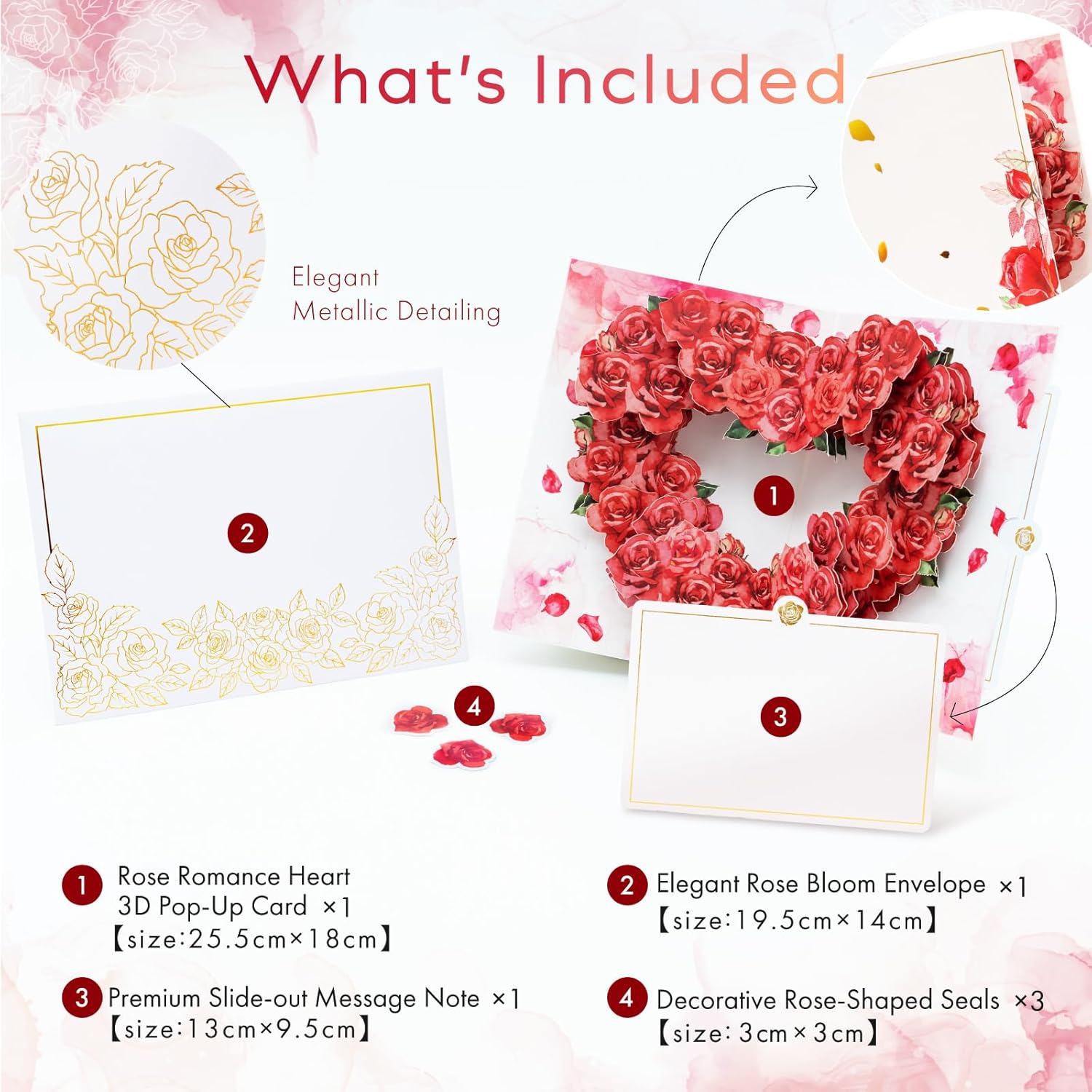 3D Pop-Up Rose Card | With Slide-Out Message Note | Handcrafted Floral Design | Romantic Greeting Card For Valentine’S Day, Anniversaries, Birthdays, Weddings & Special Moments | Designed In Japan