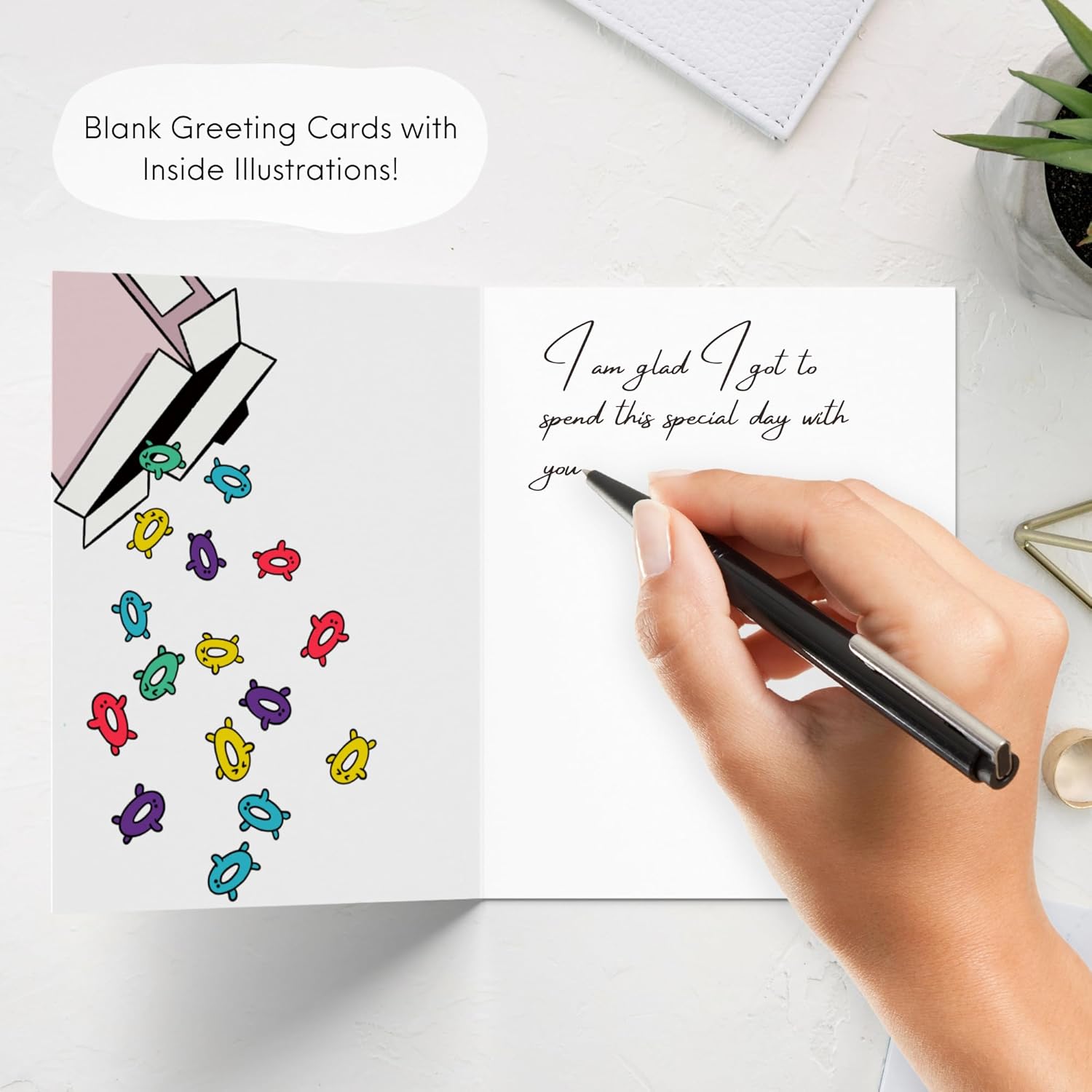 Cute Anniversary Card, Birthday Card For Her Him/Girlfriend Wife/Husband Boyfriend, Friendship Thank You Kawaii Greeting Card (10 Cards - Boxed Set Of 10 Cards - Cute/Funny)