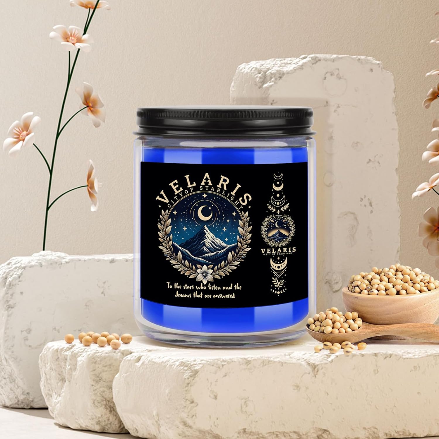 Velaris City Of Starlight Acotar Fans Gift Thorns And Roses Merchandise Sandalwood 7 Oz Scented Candle (Candle-Black City)