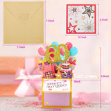 Pink 3D 60Th Birthday Greeting Card With Envelope, Unique Handmade 60Th Birthday Gift Box Card For Her Women Mom Wife Sister Grandmother
