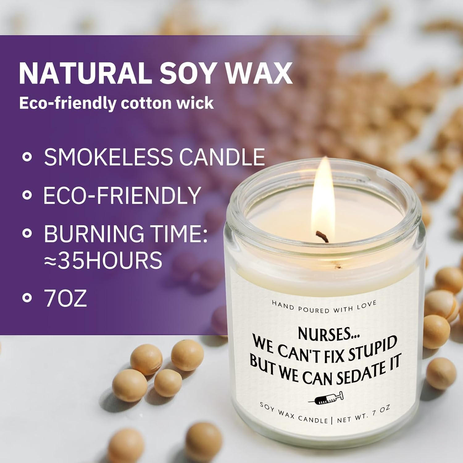 Nurse Gifts For Women, Funny Nurse Candle, Nursing School Nurse Week Day Graduation Gift, Cool Rn Lpn Gifts For Nurses Female, Nursing Student, New Nurses, 7Oz