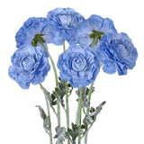 6Pcs Blue Ranunculus Artificial Flowers 19.7’’ Silk Ranunculus Flowers Realistic Faux Peonies For Wedding Bouquet Home Party Garden Outdoor Decoration(Blue)