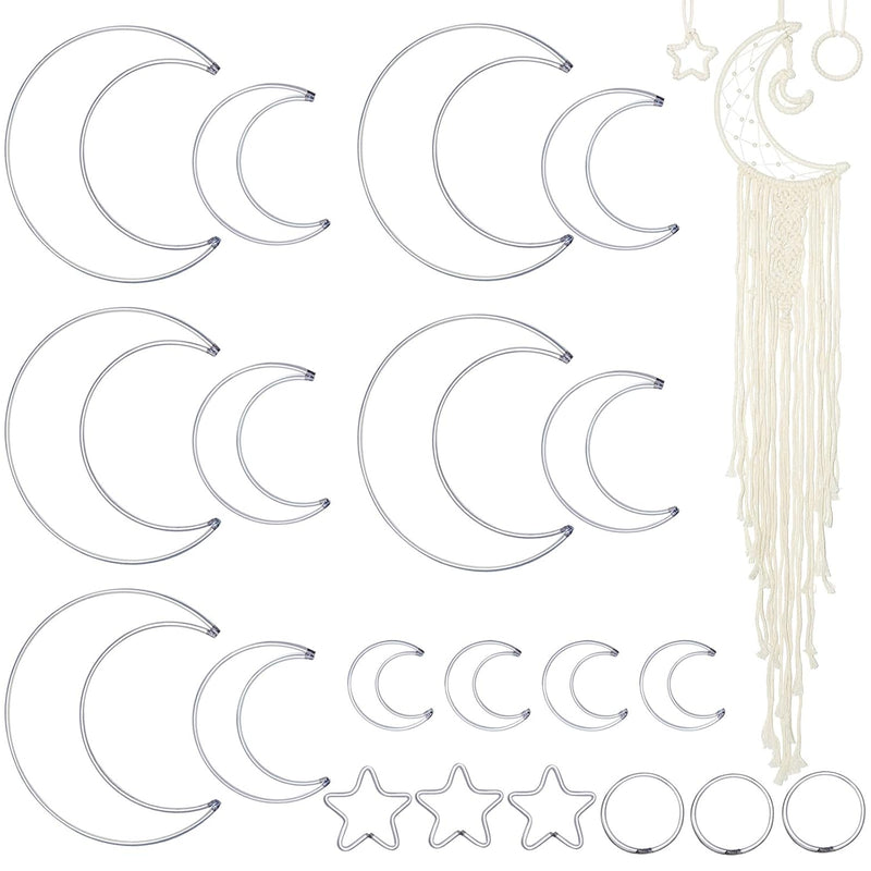 20 Pieces Moon Dream Catcher Rings Metal Dream Catcher Rings Hoops Moon Star C