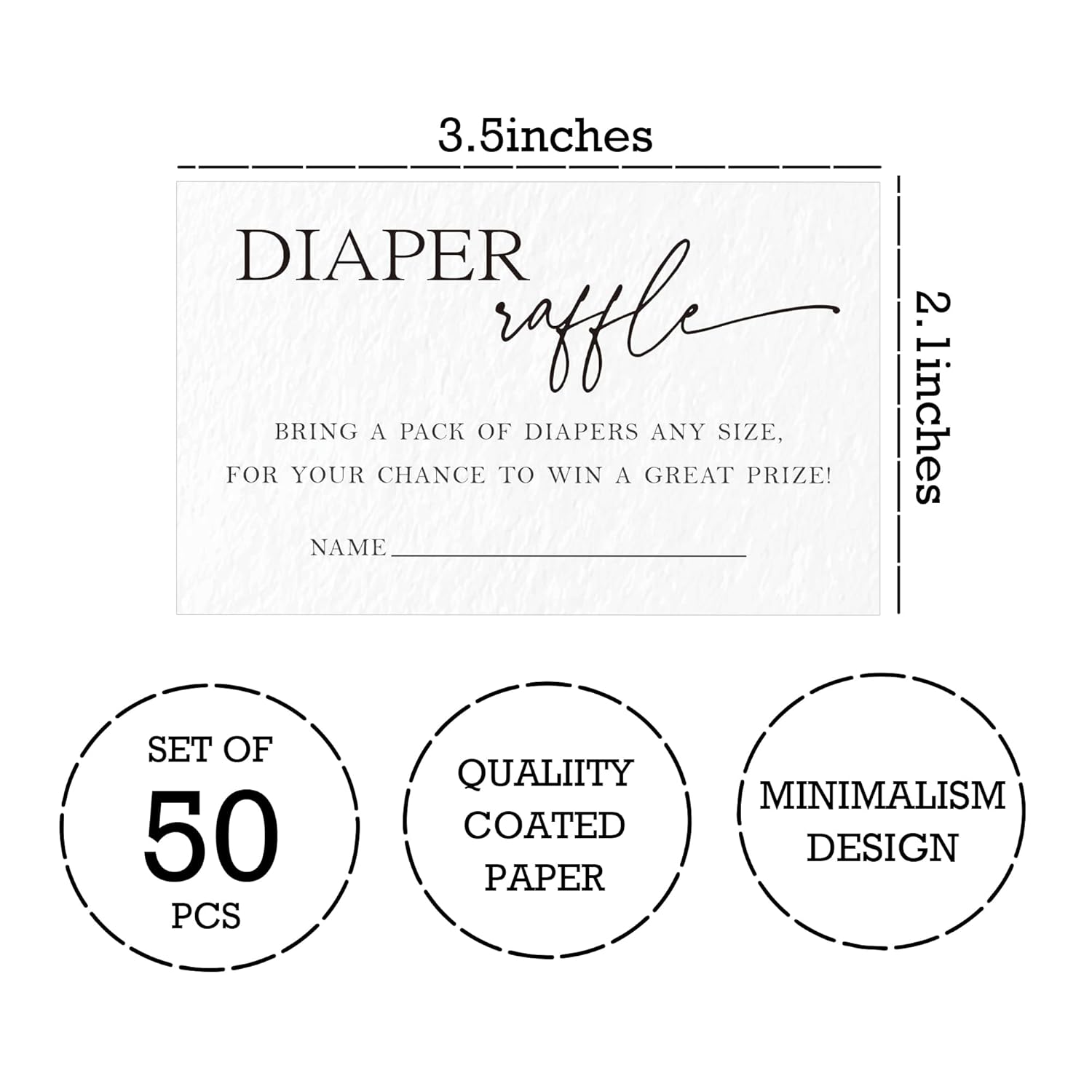 3.5 X 2.1 Inches Baby Shower Diaper Raffle Tickets, 50 Pcs Minimalism White Tickets For For Girl Or Boy Baby Shower Invitations?Baby Shower Game, Gender Reveal Game, Baby Shower Activity Supplies-A01