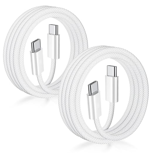 2 Pack USB C to USB C Fast Charging Cable 60W 3FT Woven Type C Charger for iPhone 17 16 15 iPad MacBook Samsung