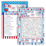 Food, Friends & Fireworks Word Search And Scavenger Hunt Patriotic Game Cards, Ten 5" X 7" Fill-In Game Cards