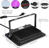 3 Pack 100W LED Black Lights IP66 Waterproof Blacklight Flood Lights for Glow Party